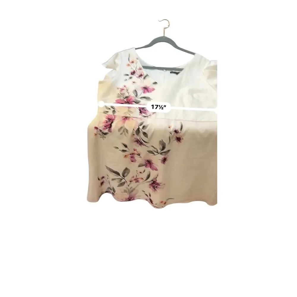 White House Black Market Dress Flower accents Flutter Sleeves Size 16Plus Size.
